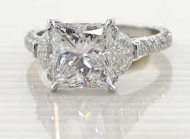 Style# So676 Princess Cut w/ Half Moons & Pave Shank